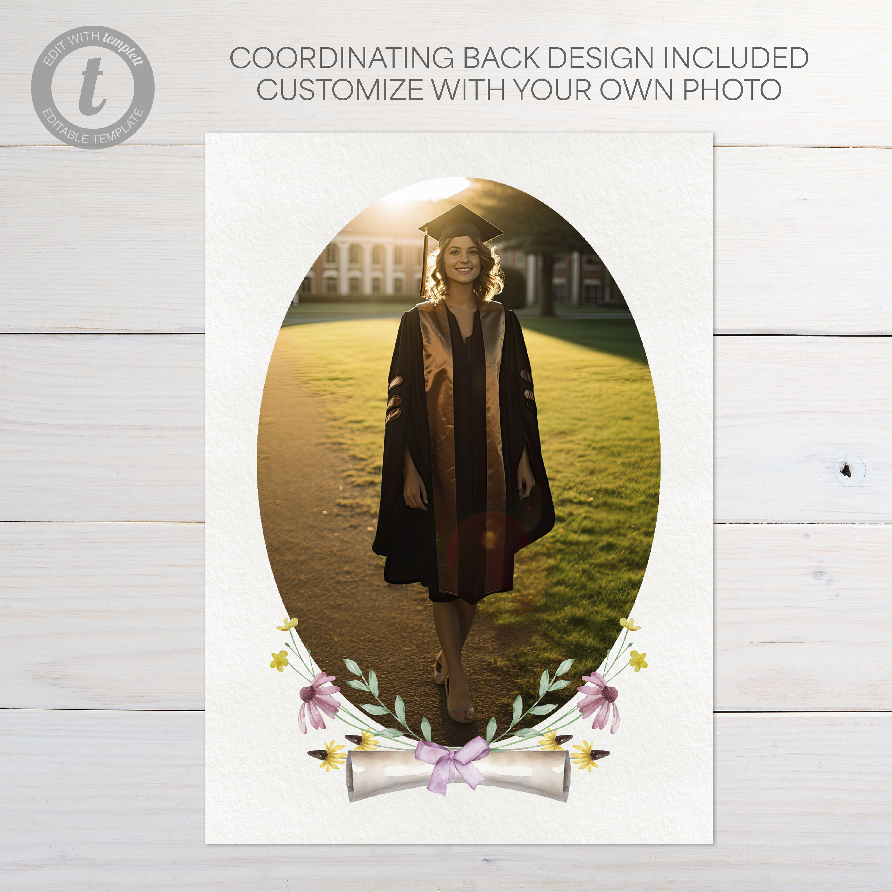 Wildflower Graduation Party Invitation Template, Self Edit Floral Grad ...