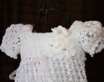 Crochet Christening Gown, Blessing Dress, Christening, Baptism, Confirmation, Crochet Treasured Heirloom - Ella