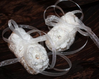 Crochet Blessing / Christening Booties - to match Ella and Abby dresses