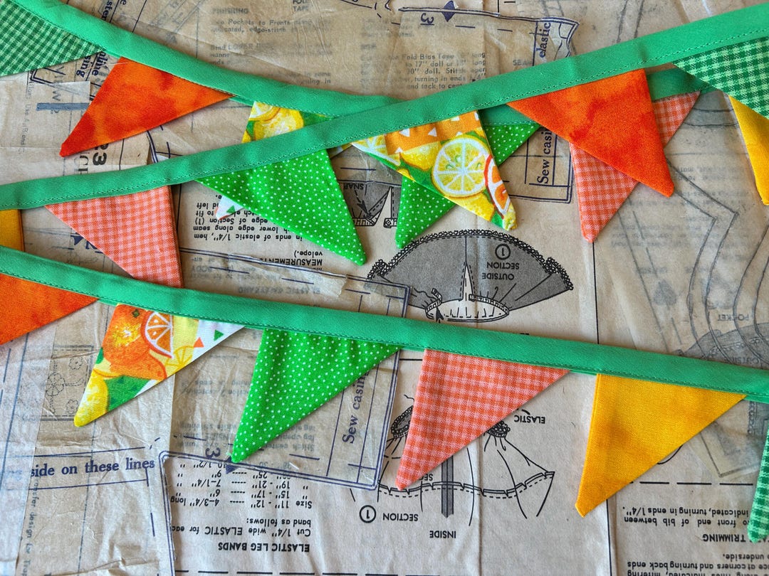 Citrus Fabric Pennant Banner: Summer Picnic Garland - Etsy, image size:1080x810