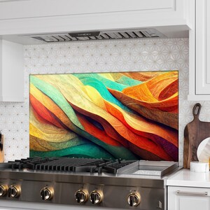 Stove Back Top Cover-Kitchen Sink Splash Guard-Kitchen Sink Cover-Tempered Glass Kitchen Backsplash- Marble Glass Splashback Tile