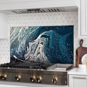 Marble Stove Back Top Cover-Kitchen Sink Splash Guard-Kitchen Sink Cover-Tempered Glass Kitchen Backsplash- Glass Splashback Tile
