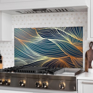 Stove Back Top Cover-Kitchen Sink Splash Guard-Kitchen Sink Cover-Tempered Glass Kitchen Backsplash- Marble Glass Splashback Tile