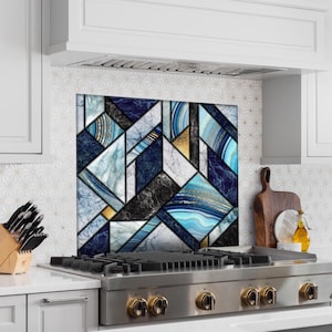 Stove Back Top Cover-Kitchen Sink Splash Guard-Kitchen Sink Cover-Tempered Glass Kitchen Backsplash- Marble Glass Splashback Tile