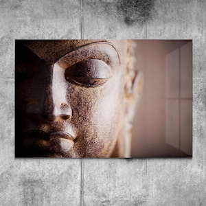 Tempered Glass The Buddha Print Wall Art l Housewarming Gift l Modern Glass Art Painting Home Decor Wall Art Glass Office Decor Wall Hanging