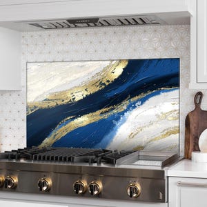 Stove Back Top Cover-Kitchen Sink Splash Guard-Kitchen Sink Cover-Tempered Glass Kitchen Backsplash- Marble Glass Splashback Tile