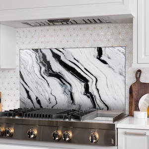 Marble Stove Back Top Cover-Kitchen Sink Splash Guard-Kitchen Sink Cover-Tempered Glass Kitchen Backsplash- Glass Splashback Tile