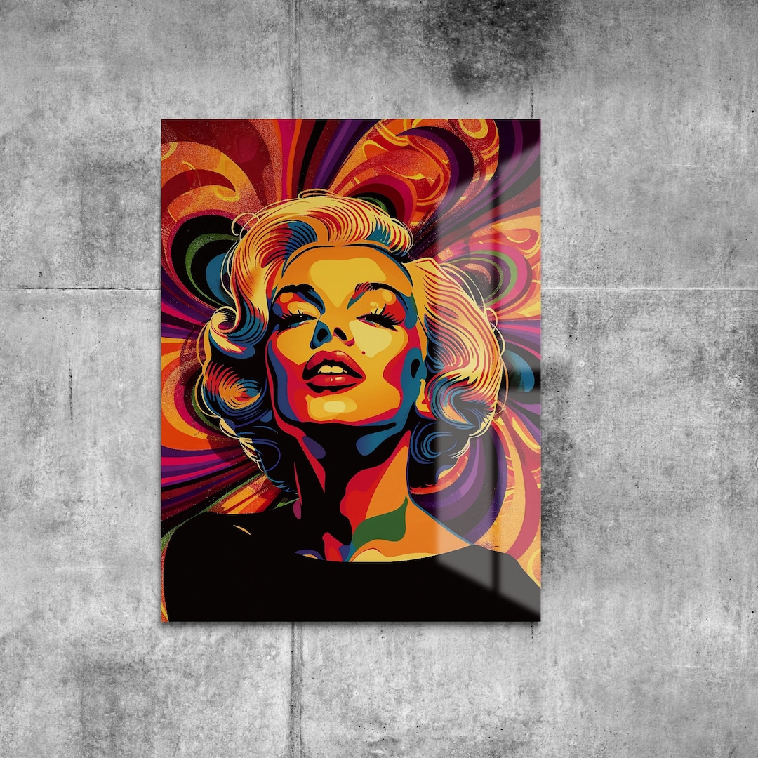 Marilyn Monroe Pop Art Portraid Glass Print Wall Art Housewarming Gift ...