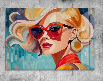 Pin up Girl Portraid Glass Print Wall Art Prezent na parapetówkę Nowoczesny obraz ze szkła Dekoracja domu Sztuka ścienna Szkło Dekoracja biura