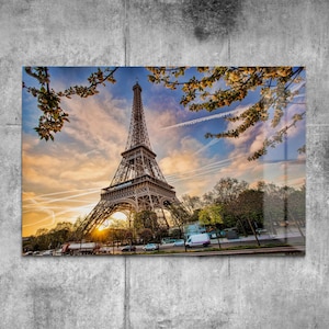 Tempered Glass Eiffel Tower Print Wall Art Housewarming Gift  Modern Glass Art Painting Home Decor Wall Art Glass Office Decor Wall Hanging