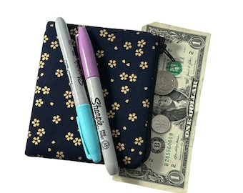 small change coin zippered bag blossoms