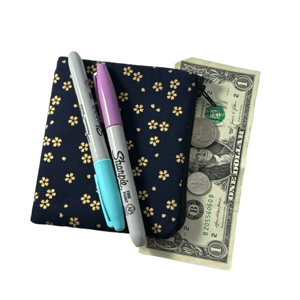 small change coin zippered bag blossoms