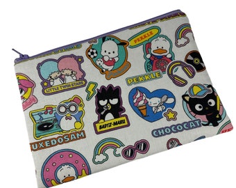 medium zipper 8" pouch Kawaii Kitty and the Gang Stickers