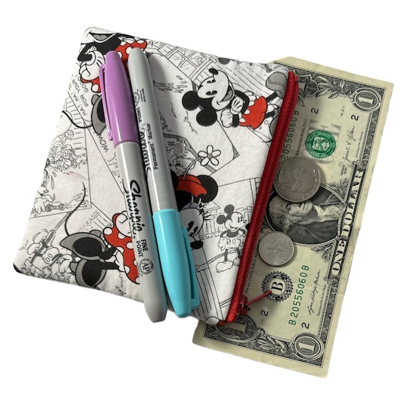 small change coin zippered bag just two mice comic relief