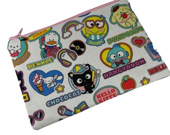 medium zipper 8" pouch Kawaii Kitty and the Gang Stickers