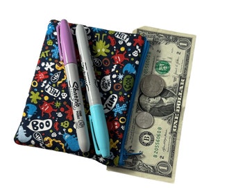 small change coin zippered bag monster mash