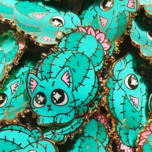 Cactus Cat Hard Enamel Pin 1.5&quot;