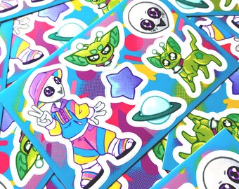 Retro Alien Sticker Sheet