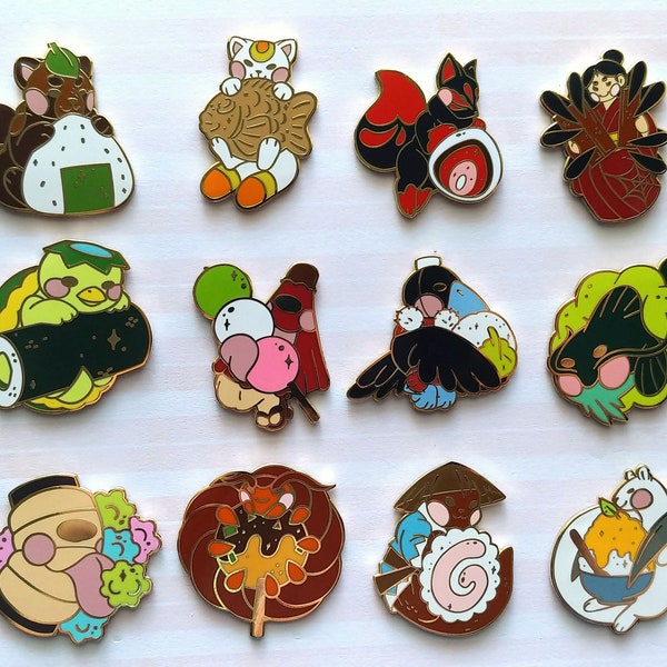 Yokai Snacks Hard Enamel Pins 1.5"