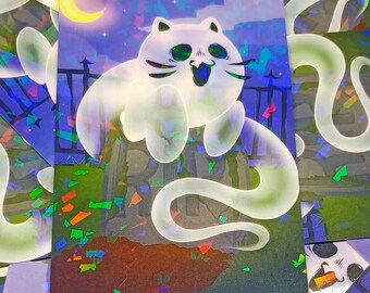 Ghost cat Holo Print 4"x6"