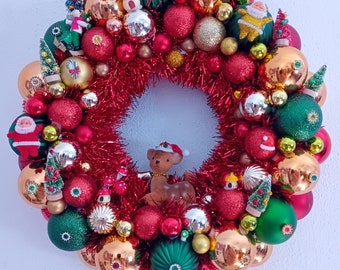 Christmas wreath,  with vintage decorations.