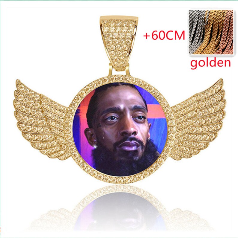Angel wings with customizable photos Projection Necklace Pendant Jewelry main image 1