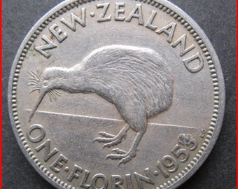 New Zealand 1953 florin or 2/-