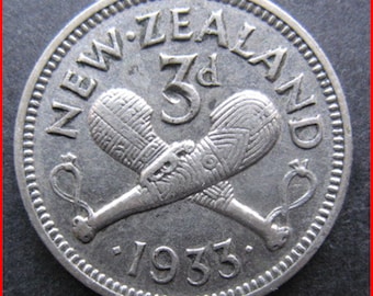 New Zealand 1933 Three-pence 500 SILVER CONTENT