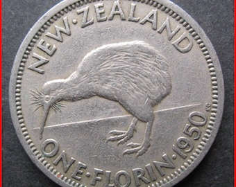 New Zealand 1950 florin or 2/-