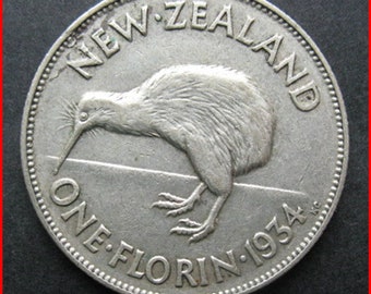 New Zealand 1934 florin or 2/- Half Silver