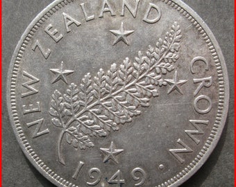 New Zealand 1949 Crown or 5/- Half Silver content