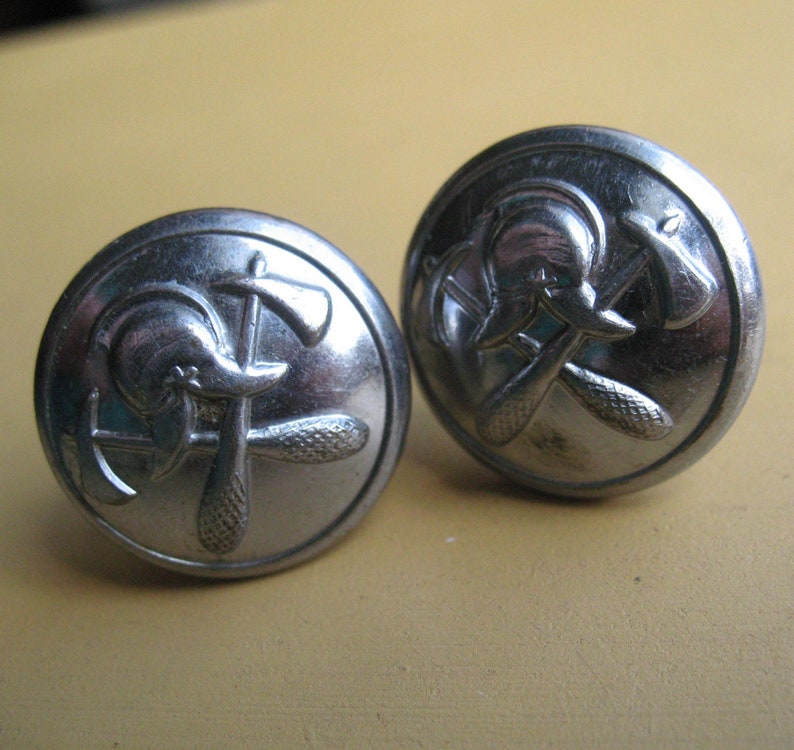Cufflinks using Using Vintage Fire Brigade Service Buttons from New Zealand