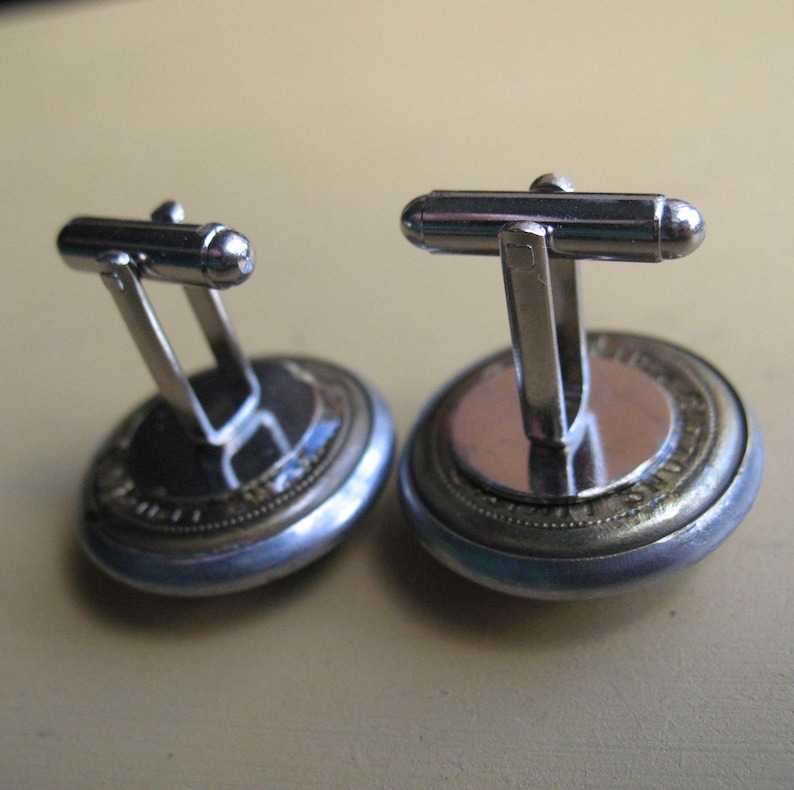 Cufflinks using Using Vintage Fire Brigade Service Buttons from New Zealand