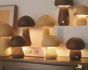 Lampe champignon Noyer, lampe de table, décoration champignon, lampe de bureau, veilleuse champignon, lampe de chevet, lampe champignon