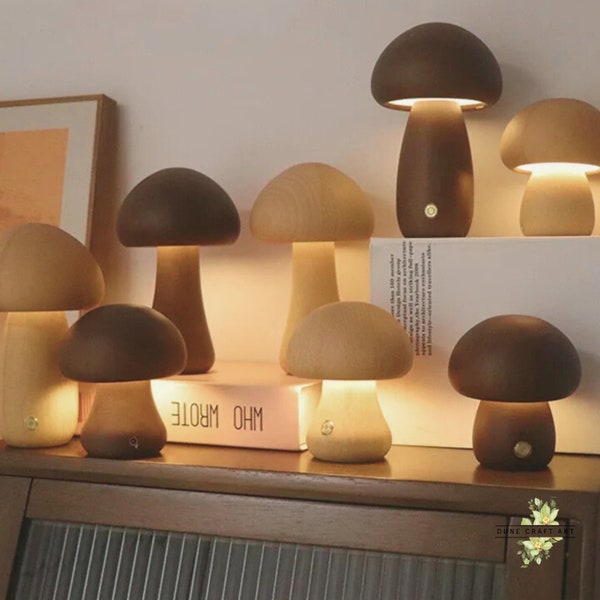 Lampe champignon Noyer, lampe de table, décoration champignon, lampe de bureau, veilleuse champignon, lampe de chevet, lampe champignon