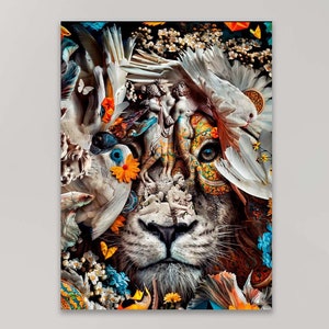 Abstract Lion Poster, Abstract Lion Art, Lion Poster Colorful Wall Art, Abstract Art, Home Decor, Lion Painting, Animals in Lion Face Art