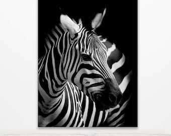 Zebra Poster, Zebra Canvas, Black White Modern painting, Art Animal Decor, Zebra print, African Zebra Poster Art, Safari Animal Wall Art