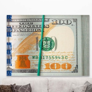 NEW Money | 100 Dollar Bill Art | Money Art | Motivational Art. High Quality Canvas painting and poster ready to hang. Home Decor Art Modern