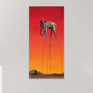 Salvador Dali Elephants Print, Elephants by Salvador Dali Painting Canvas, Surrealist Poster, Dali Canvas, Elephants Wall Art, Reproduction