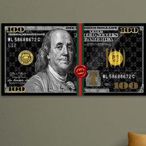 100 Dollar Bill Canvas Print, Custom Dollar Art, Pop Art Money Poster ...