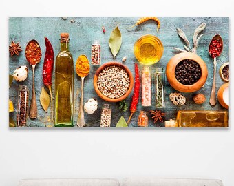Cooking spices art, Kitchen prints, Herbs and spices, Kitchen art, Kitchen wall art, Dining room art, Rustic kitchen art