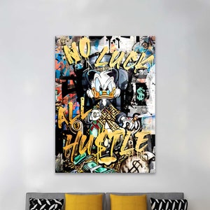 No Luck all Hustle Poster, Rich Duck Canvas, Motivational Print Poster, Motivational Wall Art, Monopoly Canvas Art, Business Work Art
