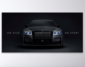 Pôster motivacional de escritório, pôster Rolls Royce sem risco, sem história, tela de empreendedor, pôster de arte de parede Rolls Royce com citações inspiradoras