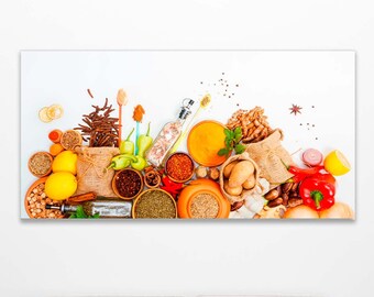 Modern Kitchen Art, Trendy Art Prints Table Poster Kitchen Food Poster, Spices and Potatoes Canvas, Kitchen Wall Decor, Herbs and Spices