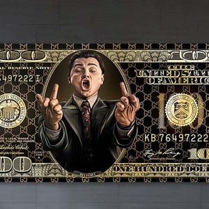 Wolf of Wall Street, Canvas Wall Art, Money Talks, Modern Pop Art, Abstract Decor, Invincible, Wall Art, Office Decor, Motivational Decor