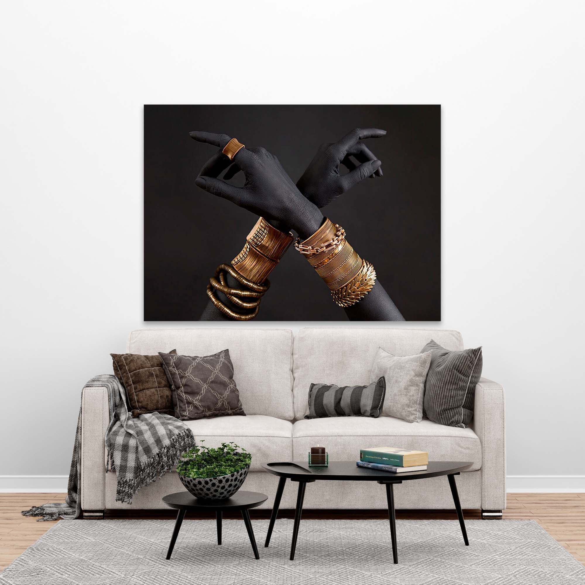 African Woman Hand Poster,Hands Canvas Print, Minimalist Love Art, Hand Illustration Over Bed Wall Art Modern Decor Unique Wall Art Large