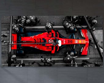 Pit Stop canvas, Pit Stop Print, Formula 1Wall Art,Charles Leclerc Pit Stop Canvas,Charles Leclerc Poster, Ferrari Racing Canvas,F1 Fan Gift