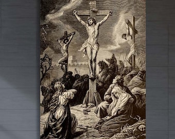 Crucifixion Of Jesus Christ, Christian Art, Christian Painting Print,Death of Jesus poster, Crucifix Prints, Religious Large Canvas Art Wall