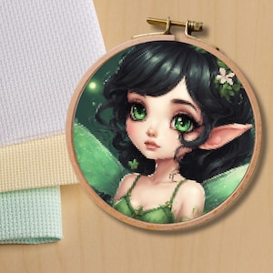 Fairy Cross Stitch Pattern PDF Printable - instant download - nature counted cross stitch - fairy embroidery - PDF file