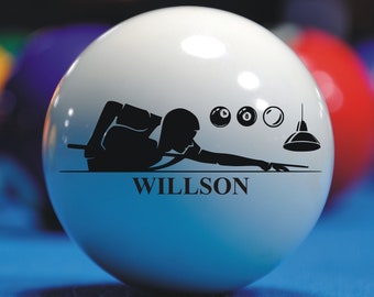 Billiard Customized Engraved Cue ball, Billiard and Snooker Cue Ball, Billiard Personalized Ball, Birthday Gift, Present Gift, Gift For Men